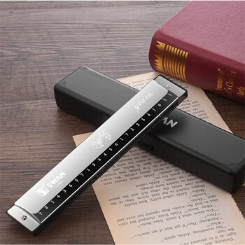 Teacher recommends the new swan 24-hole single-note harmonica in c for beginners, primary and secondary school students, entry-level practice classroom teaching wind instruments, 24-hole single-note silver + learning materials