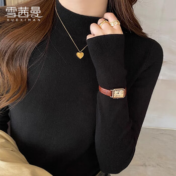 Xue qianman knitted bottoming shirt for women in spring, half turtleneck, long sleeves, slim fit, small fragrance style inner layering shirt, high-end thin sweater