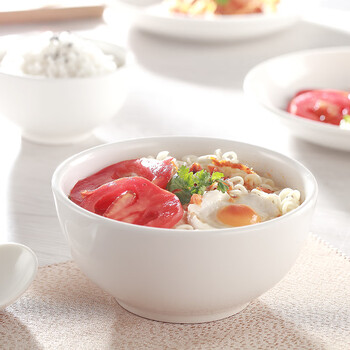 Liangjia pure white ceramic rice bowl, ceramic bowl, soup bowl, ceramic bowl, thickened and anti-scalding, 5 inches, 4 pieces