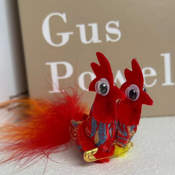 Shipped from shandong) the spring festival chicken and the spring chicken are purely hand-sewn. the fabric chickens that children wear on their hats at the beginning of spring, red, 2 pieces