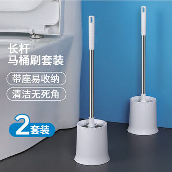 Lynn toilet brush set cleaning brush bathroom toilet brush extended stainless steel handle toilet brush no dead ends 2 sets