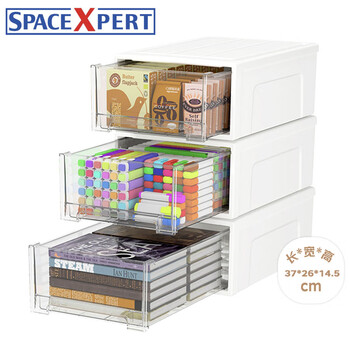 Spacexpert clothing storage box drawer storage box storage box 14l transparent white 3 pack