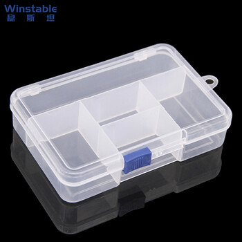 Wenstan w7631 (5 pieces) slide buckle 5-compartment parts box, transparent parts and debris sealed storage storage box, white (14.4*10*3.4)