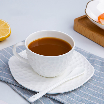 Lichen jingdezhen ceramics pure white ceramic coffee cups and saucers european bone china tableware