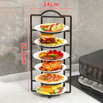 Fan lilin vegetable preparation plate leftovers plate storage rack side dish preparation storage rack dish rack hot pot kitchen multi-layer black six-layer