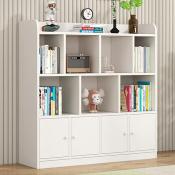 Qingquetai shipped by sf express, installation included. versatile solid wood floor-to-ceiling bookcase, bookshelf, storage rack, picture book rack, customizable, three layers with door, 100 long, 123 high, 30 deep