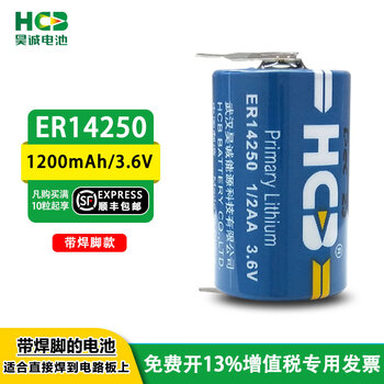 Hcb haocheng er14250 yaskawa plc servo absolute automation instrument etc electronic label level 3.6v lithium battery 1/2aa er14250-with solder feet
