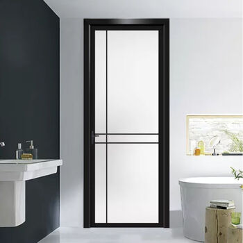 Vinoa customized medium and narrow flat door glass door aluminum alloy toilet door bathroom kitchen door single door simple and practical skin black 1.0 single package