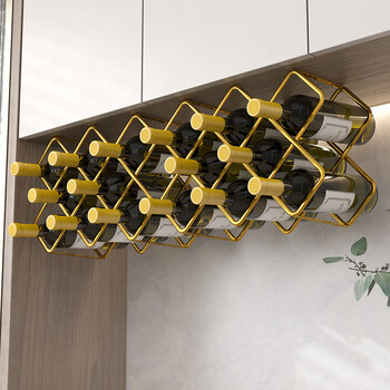 He jiagong red wine rack ornaments light luxury wine rack red wine grid rack diamond grid household diagonal wine bottle storage rack gold 8-bottle wine rack*2