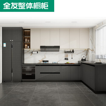 Ji litian customized whole house customized integrated cabinets household quartz stone countertops kitchen stove cabinet integrated floor cabinet storage cabinet 3m floor cabinet + 3m countertop + 1m wall cabinet