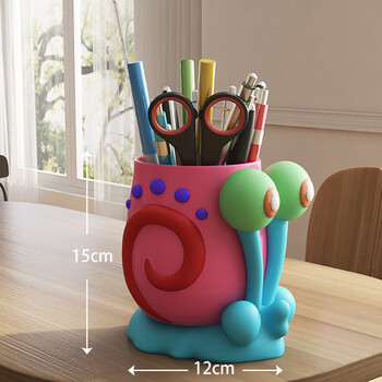 Creative and cute small snail pen holder storage box office desktop student children girls boys large capacity high appearance small snail pen holder