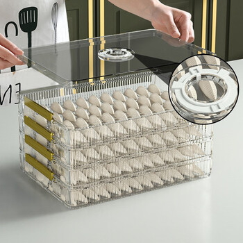 Muding ding two-layer dumpling box, dumpling storage box, sealed noodle dumpling storage box, quick-freezing refrigerator, freezer crisper, transparent timer dumpling box, two layers