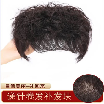 Tangni wig piece for short curly mother hair, fluffy hair volume, covering white hair, invisible and traceless, full real hair head replacement piece for women, needle 15cm, natural black