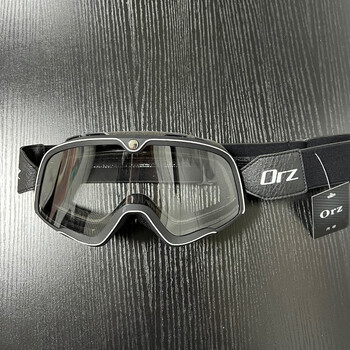 Orz harley helmet goggles retro goggles windproof and sandproof riding glasses goggles motorcycle mask transparent-black belt