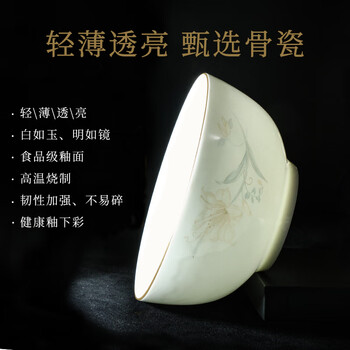 Jinbaoyuan bone china bowl chinese tableware set rice bowl plate household rice plate dish plate housewarming gift box set tableware 4.5-inch austrian bowl 10-piece set