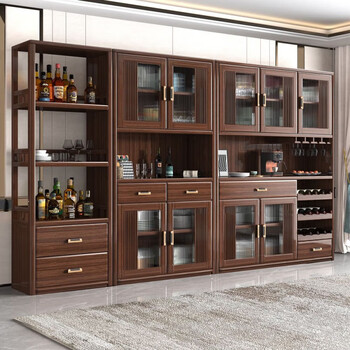 New chinese-style solid wood sideboard against the wall, integrated wine cabinet, multi-functional storage cabinet, home living room, large-capacity storage cabinet, side cabinet, consult customer service
