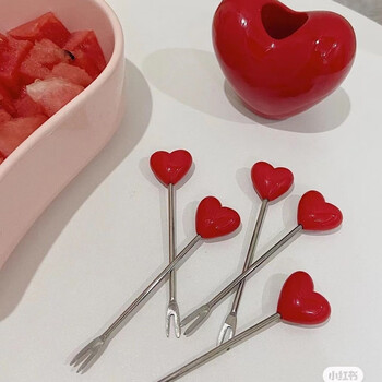 Huilv ins xiaohongshu home creative love stainless steel fruit fork internet celebrity high-looking cute fruit pick fruit fork (only 1 fork