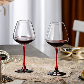 Cristalglass burgundy red wine glass set home large crystal glass wine stemware 460ml two red stems