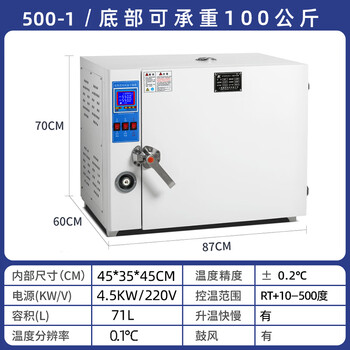 Kezitu 600 degree oven high temperature industrial oven 500 degree electric heating constant temperature blast drying oven laboratory welding rod 500 degree thickened upgraded model 45x35x45hygw500