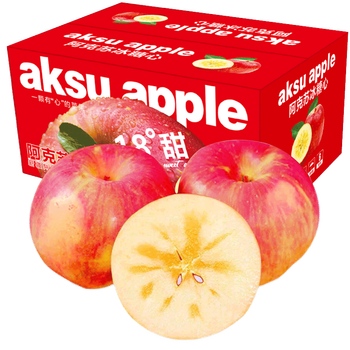 Aksu apple xinjiang aksu rock candy heart apple fresh fruit apple red fuji gift recommendation 10 jin in box selected single fruit 75-80mm net weight 8.5 jin