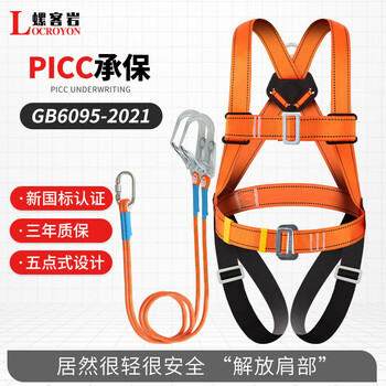 Luokeyan five-point safety belt, high-altitude working safety rope, full-body anti-fall national standard, double large hook 1.8m set, beijing warehouse flash delivery