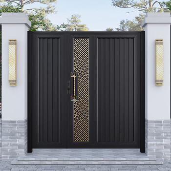 Aluminum alloy villa courtyard door, outdoor iron courtyard door, stainless steel electric door, single and double opening country garden door, style 1 (reinforced aluminum per square meter)