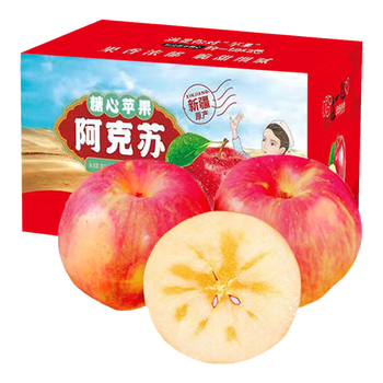 Aksu apple xinjiang aksu rock candy heart apple fresh seasonal fruit crisp and sweet red fuji recommended for holiday gifts 10 catties in box single fruit 75-80mm net weight 8.5 catties