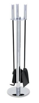 Pilgrim 4-piece fireplace tool set nickel black contemporary brush tool set