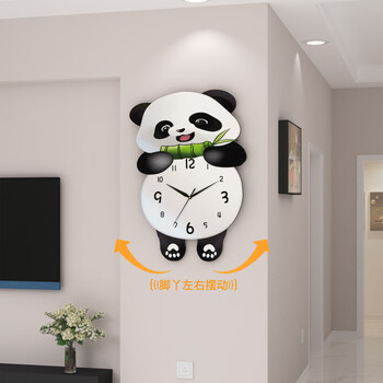 Dilan's new internet celebrity panda wall clock fashion creative home quartz clock wall-free punch-free wall clock bedroom silent clock zz medium foot swing 30*42cm