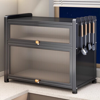 Added kitchen condiment storage rack multi-functional household countertop with cover dust-proof condiment storage cabinet storage cabinet