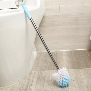 Chunshao brush toilet brush no dead angle long handle cleaning brush bathroom bathroom washing toilet brush toilet cleaning brush round head (random color)