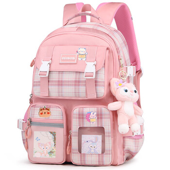 Edison inventor junior high school student schoolbag belle primary school student large capacity girls' burden-reducing backpack 2260-1 pink large size