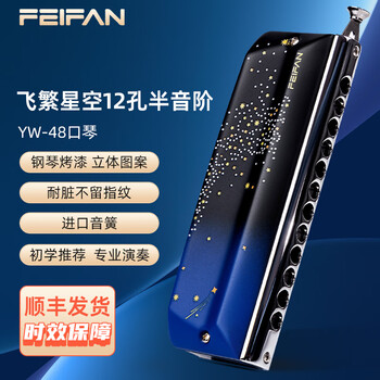 Feifan feifan looks up at the stars yw4812 hole chromatic harmonica in c key for professional playing adult beginners entry instrument 12 hole c key yw48 chromatic scale