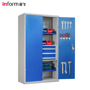 Inform heavy-duty tool cabinet, thickened metal cabinet, workshop parts cabinet, three drawers and two hanging panels
