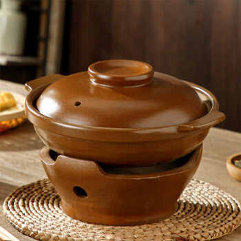 Nuolikes unglazed shallow clay pot rice soup alcohol stove small hot pot dry pot hong kong style edge stove old earthenware casserole alcohol stove + shallow pot diameter 22cm