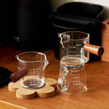 Four month coffee measuring cup glass graduated cup concentrated extraction cup small milk cup shot ounce cup coffee cup glass handle
