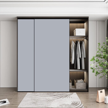 Mexueer custom-made wardrobe door sliding door custom-made metal wall simple cloakroom skin-feel european pine board sliding door custom pet european pine board 6001