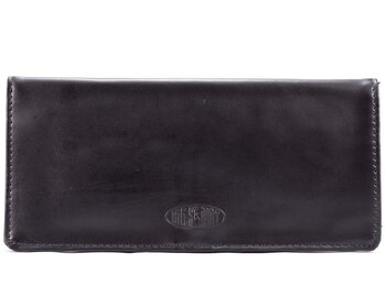 Big skinnyskinny women's executive leather bi-fold checkbook slim wallet 40 card slots black