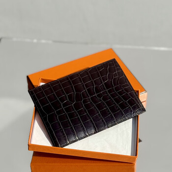 Second-hand 95 new hermes half-fold crocodile wallet x-engraved