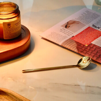 Wooch golden stainless steel coffee spoon golden round head coffee spoon