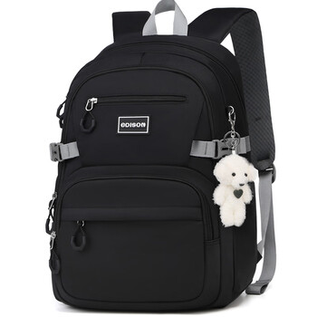 Edison inventor junior high school student schoolbag large capacity multi-compartment girls backpack high school student simple backpack k075-1 black
