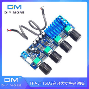 Tpa3116d2 digital power amplifier board 2.0 dual channel 2*80w high power tone preamplifier 12v-24v