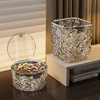 Kaman desktop trash can push-type high-value household car debris bucket living room bedroom table storage trash can large square size press ring without lid 1 piece