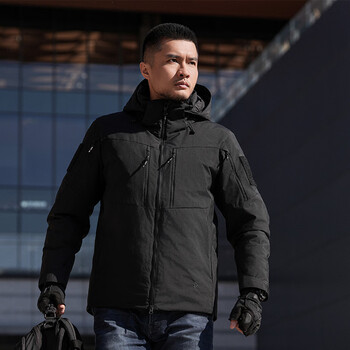 Dragon tooth ii dragon tooth war eagle tactical down jacket winter high puff windproof commuting down jacket antistatic goose down jacket extreme night black l 180/100a