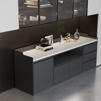 Home sideboard tea bar table marble office tea integrated dining table island table operation cutting and washing table customization dark gray please contact customer service for pictures/dimensions when placing an order
