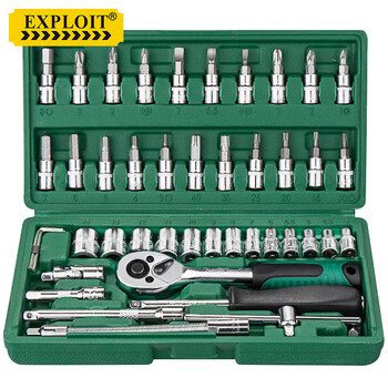Exploit auto repair tool set socket wrench ratchet repair complete set xiaofei 46-piece set (24 teeth) in stock