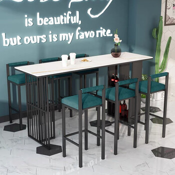 Hao xingda slate bar table modern simple cafe milk tea shop bar lounge bar high back chair nordic leisure multi-function wine cabinet storage cabinet italian partition high leg long table slate single table 180*60*105cm please note the color when placing an order