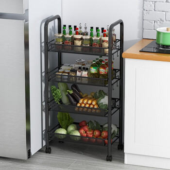 Anya storage rack kitchen trolley storage rack bathroom organization with roller rack simple multi-layer black 4 layers