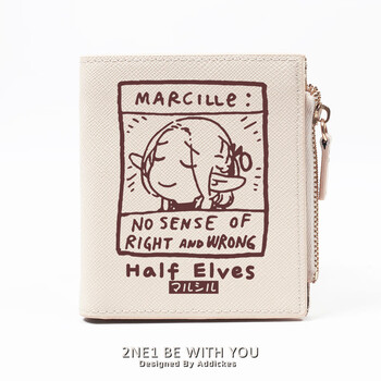 Flo cat maze rice animation peripheral 2d malusiel fan cute wallet card holder all-in-one short style off-white maze rice nosense pu leather