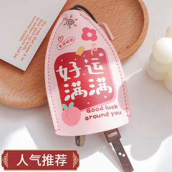 Yunpo pull-out car key bag key storage bag protective cover cute cartoon keychain for women, universal and cute, full of good luck (2 pieces) can be matched